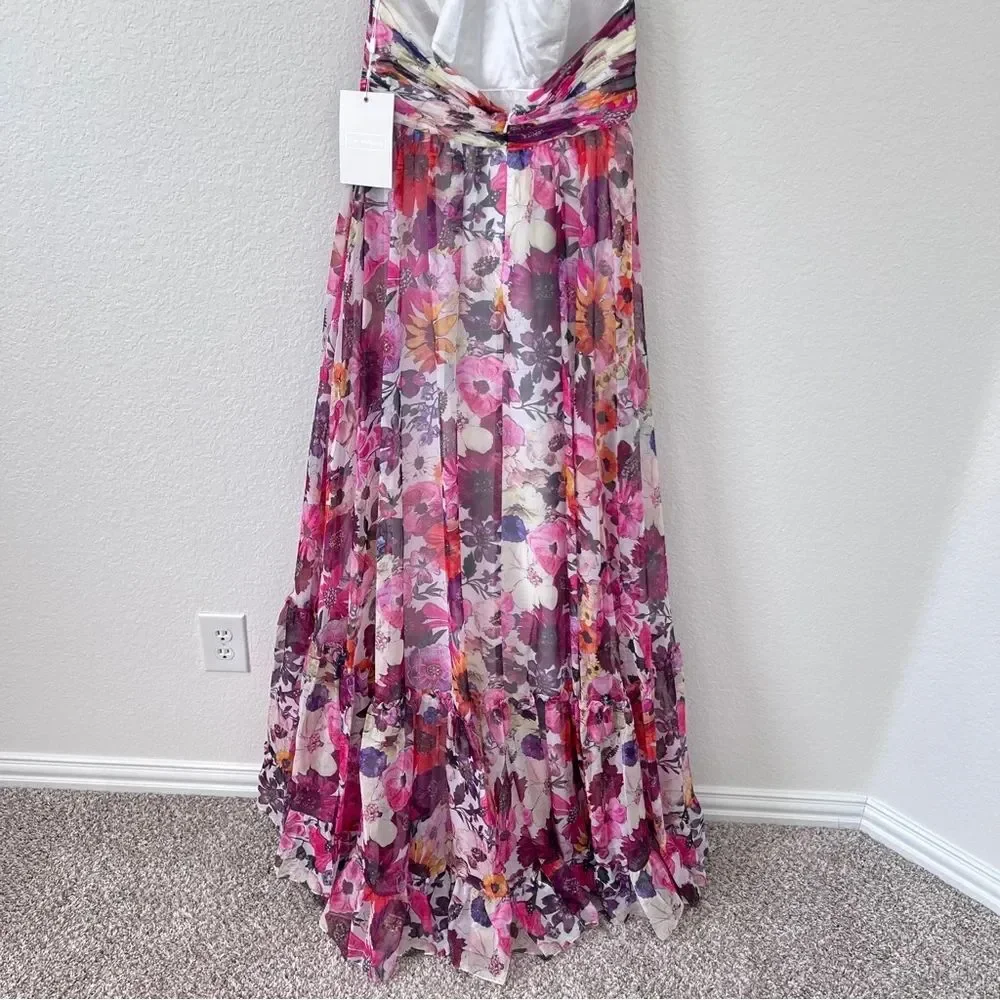 NEW Mac duggal white pink red Floral gown size 10 - Picture 10 of 13